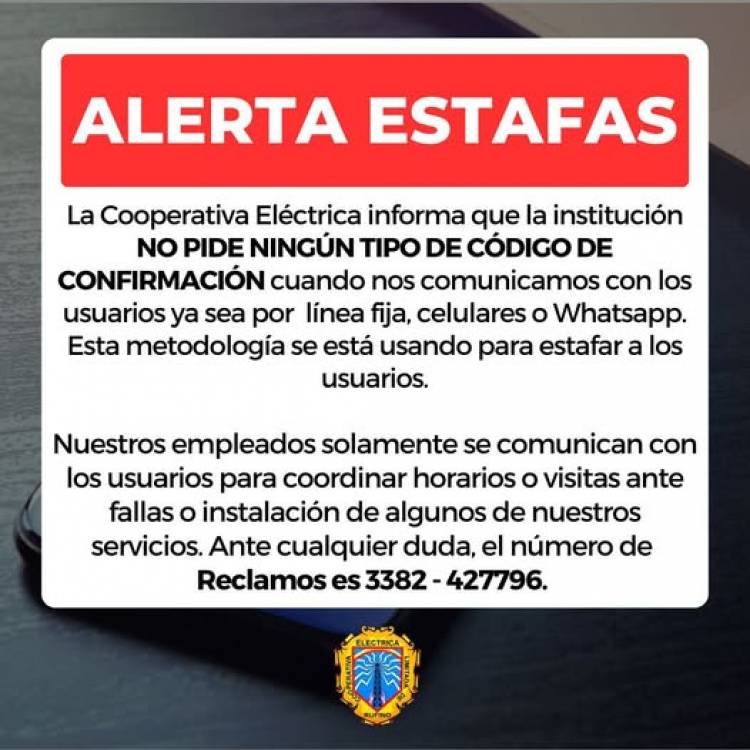 COOPERATIVA ELECTRICA LIMITADA DE RUFINO: ALERTA ESTAFA...!!!