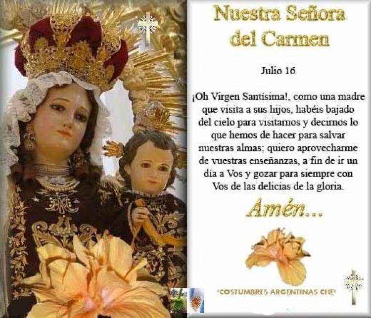 16 DE JULIO: DIA DE LA VIRGEN DEL CARMEN