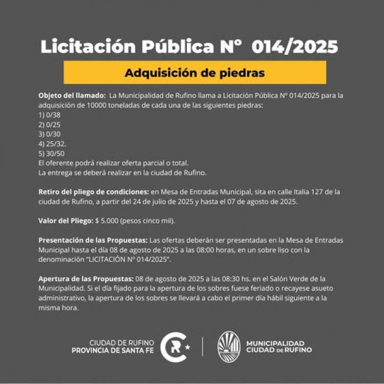LICITACION PUBLICA N° 14/2025