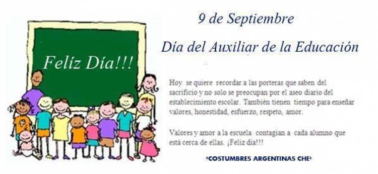 9 DE SETIEMBRE: DIA DEL AUXILIAR DE LA EDUCACION