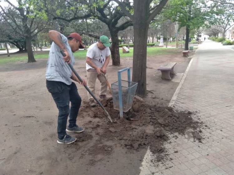 NUEVOS CESTOS EN PLAZA SARMIENTO