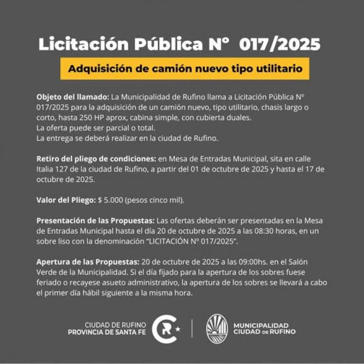 LICITACION PUBLICA N° 017/2025