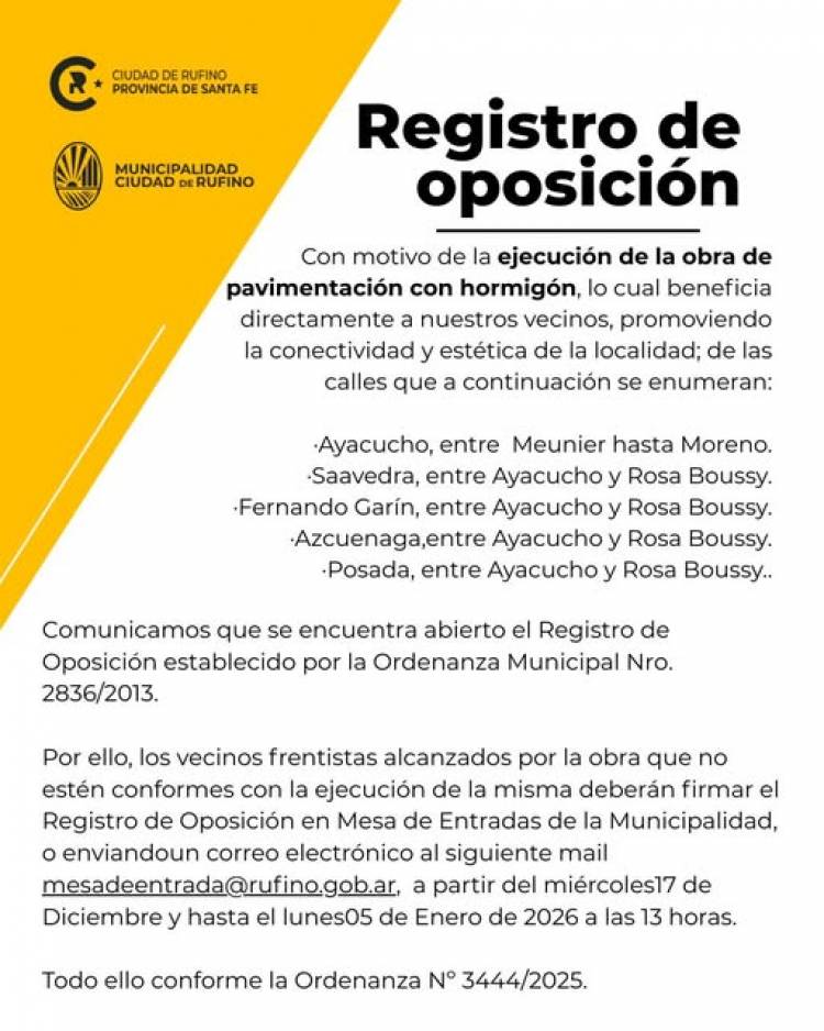 REGISTRO DE OPOSICION