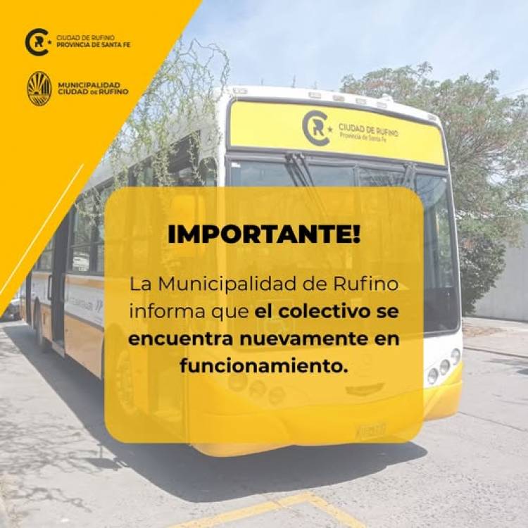 IMPORTANTE: EL COLECTIVO FUNCIONA CON NORMALIDAD