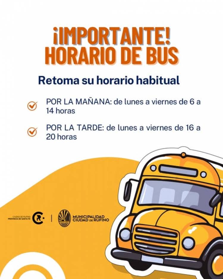 IMPORTANTE: EL BUS RETOMA HORARIO HABITUAL