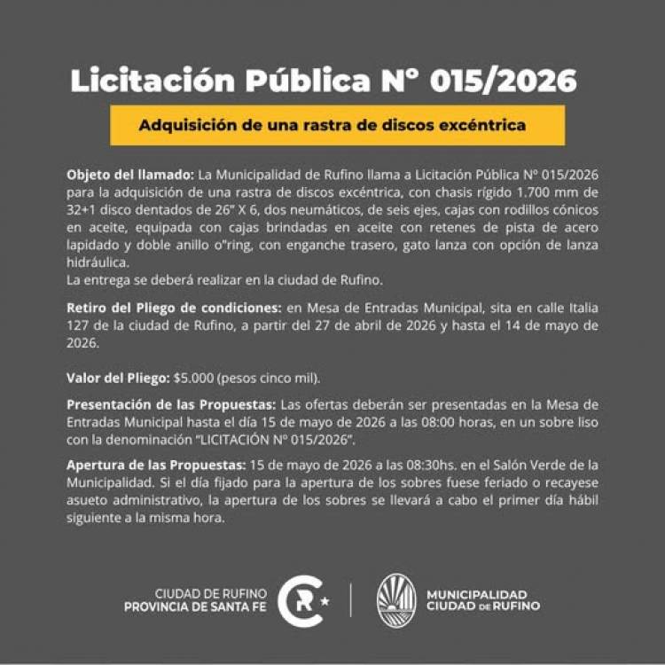 LICITACION PUBLICA N° 15/2026