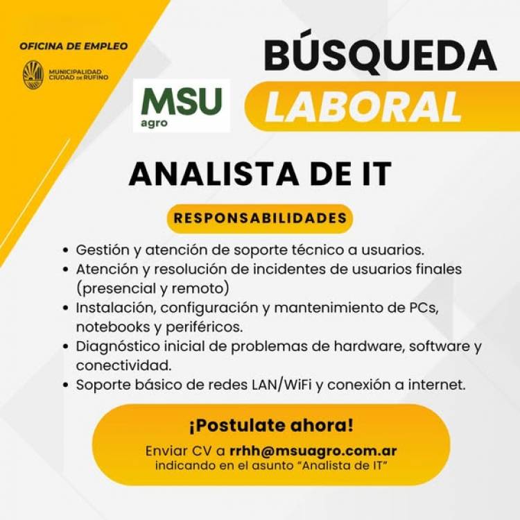 BUSQUEDA LABORAL: MSU AGRO