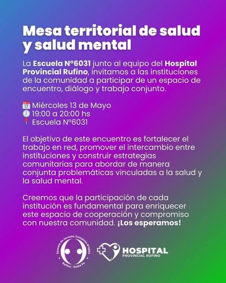 SAMCO RUFINO: MESA TERRITORIAL DE SALUD Y SALUD MENTAL